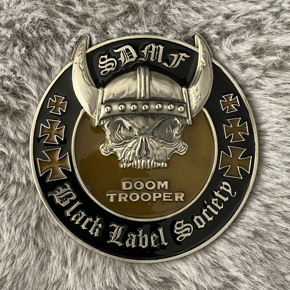 Rare black label society doom trooper belt buckle